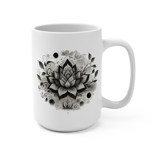 Elegant Floral Lotus Mug 15oz