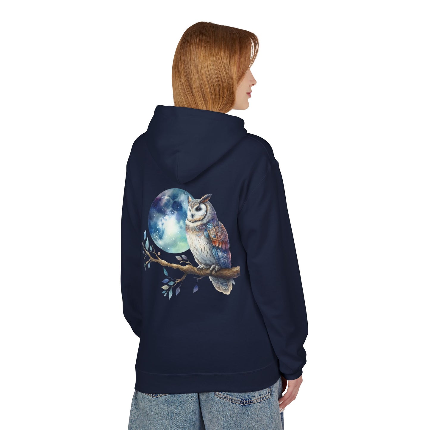 Whimsical Owl Fleece Hoodie -Unisex