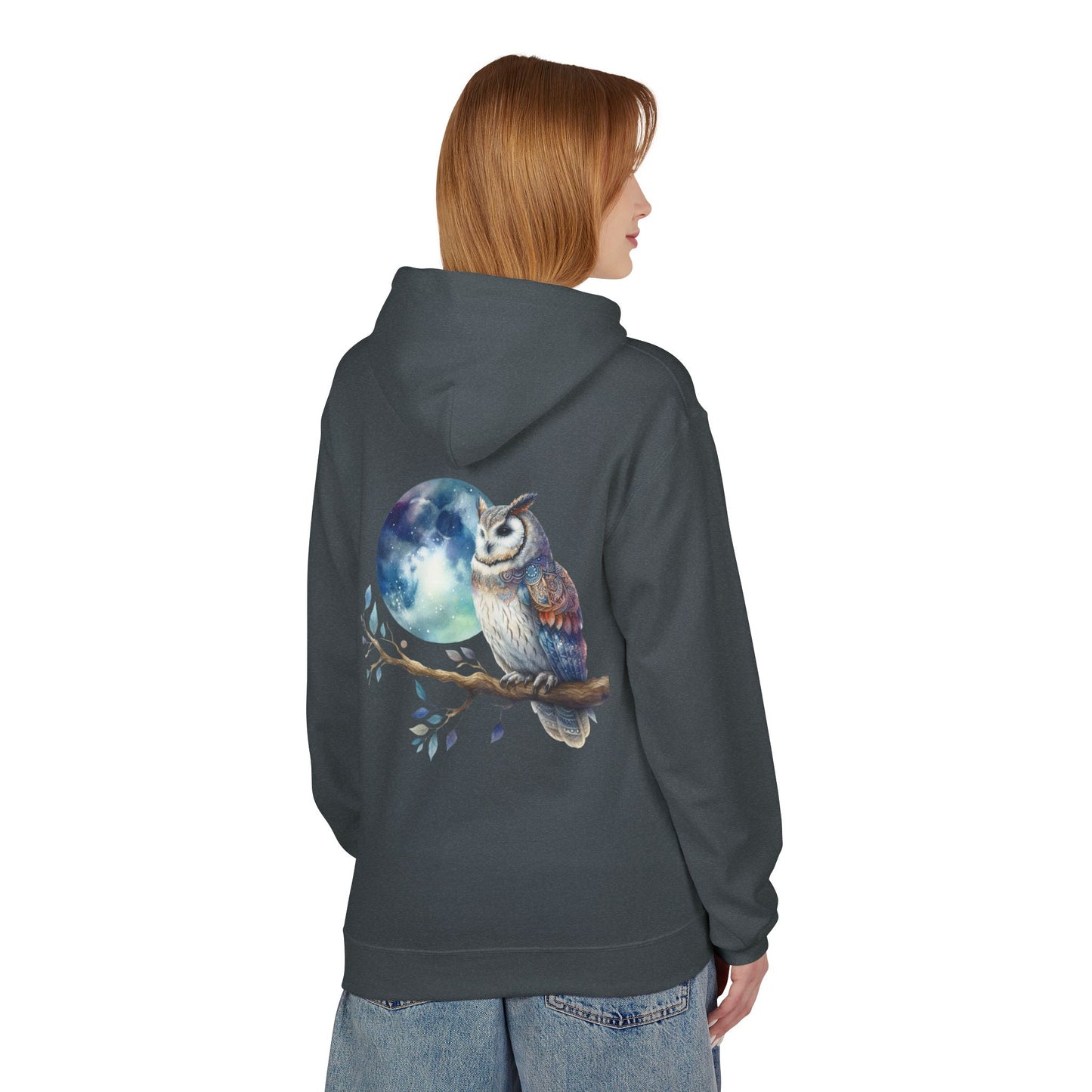 Whimsical Owl Fleece Hoodie -Unisex