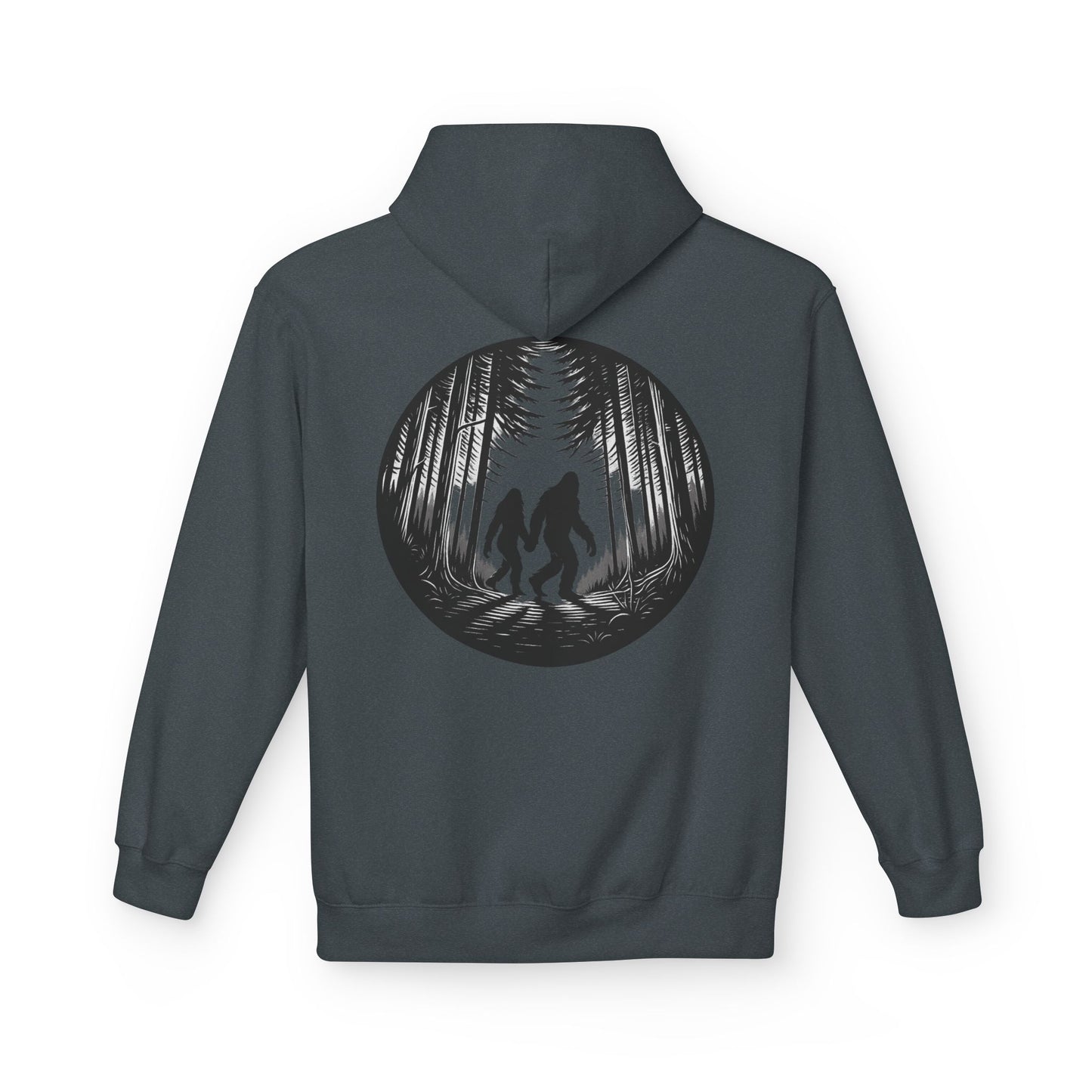 Mystical Bigfoot Couple Hoodie - Cozy Unisex Midweight Fleece Sweatshirt