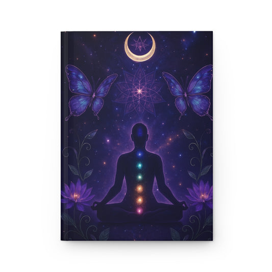 Chakra Meditation Hardcover Journal — Mystic Moon & Butterfly Spiritual Notebook