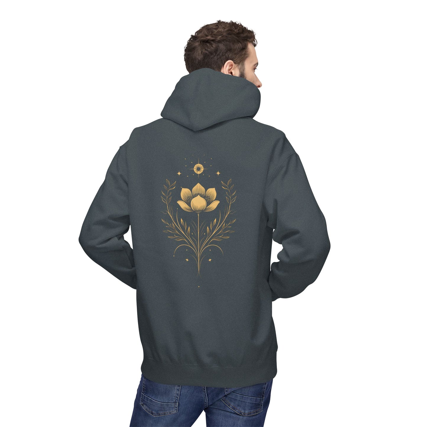 Golden Lotus Fleece Hoodie - Unisex Comfort