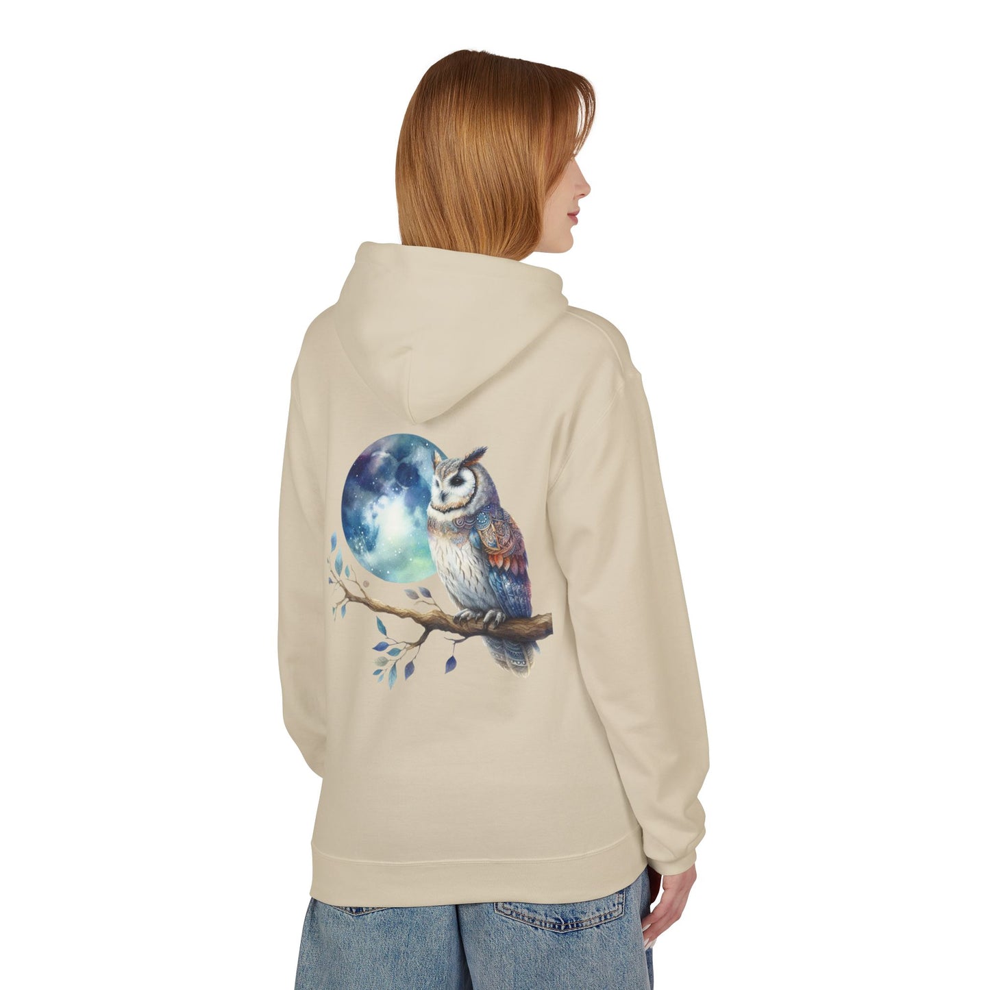 Whimsical Owl Fleece Hoodie -Unisex