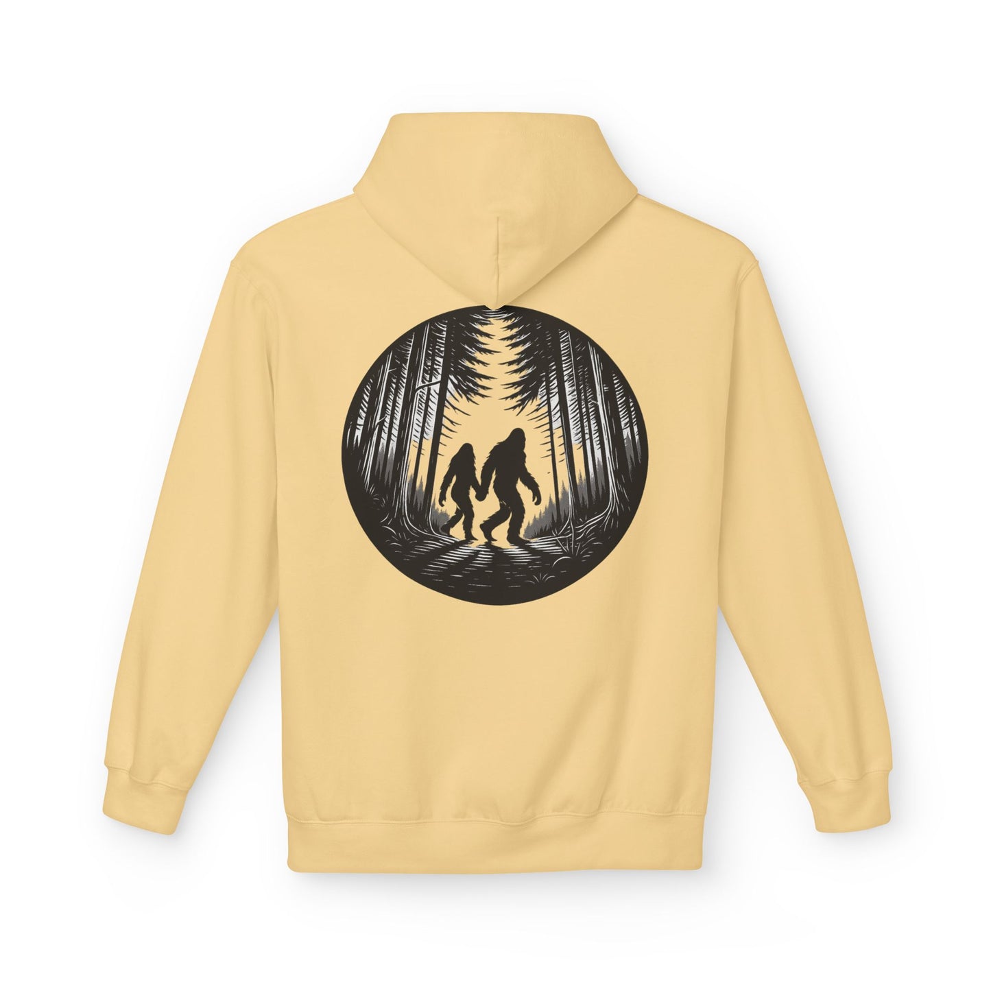Mystical Bigfoot Couple Hoodie - Cozy Unisex Midweight Fleece Sweatshirt