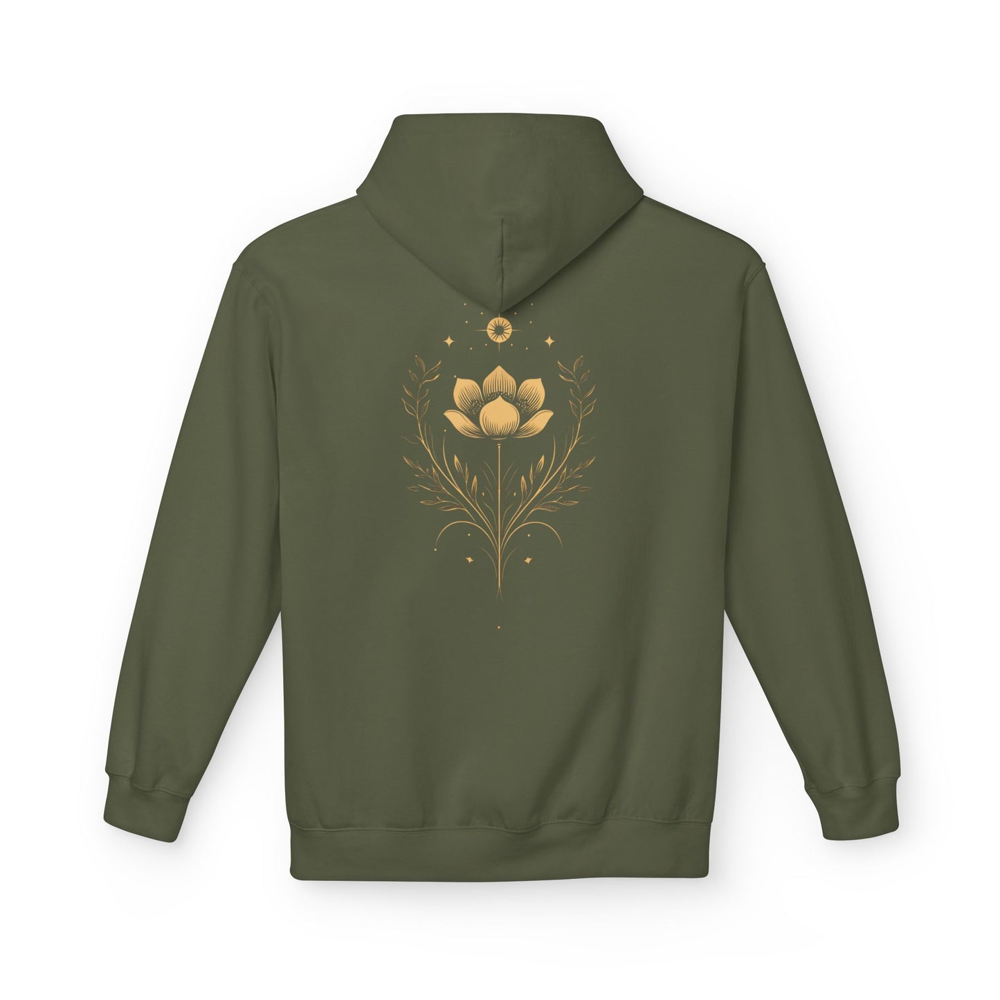Golden Lotus Fleece Hoodie - Unisex Comfort