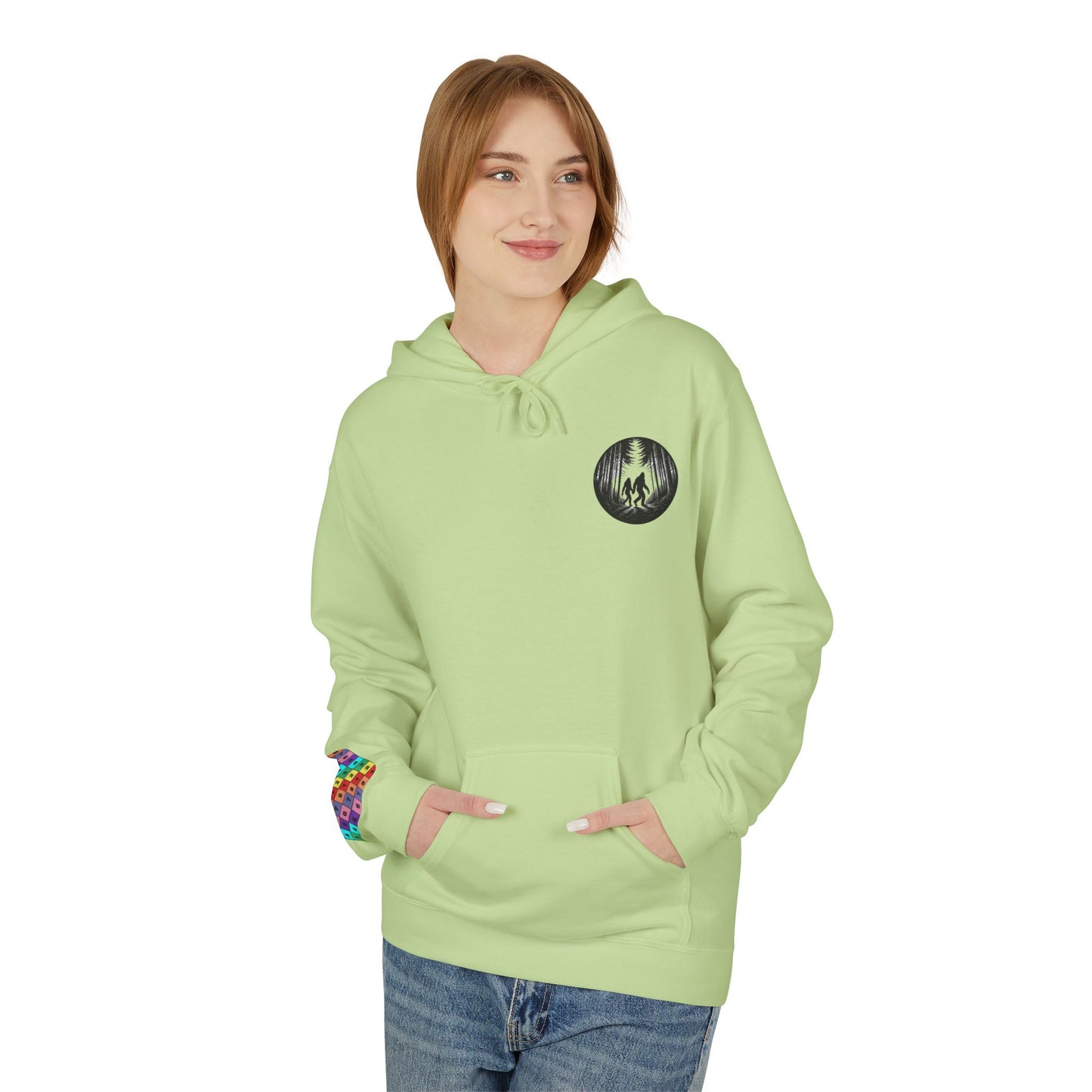 Mystical Bigfoot Couple Hoodie - Cozy Unisex Midweight Fleece Sweatshirt