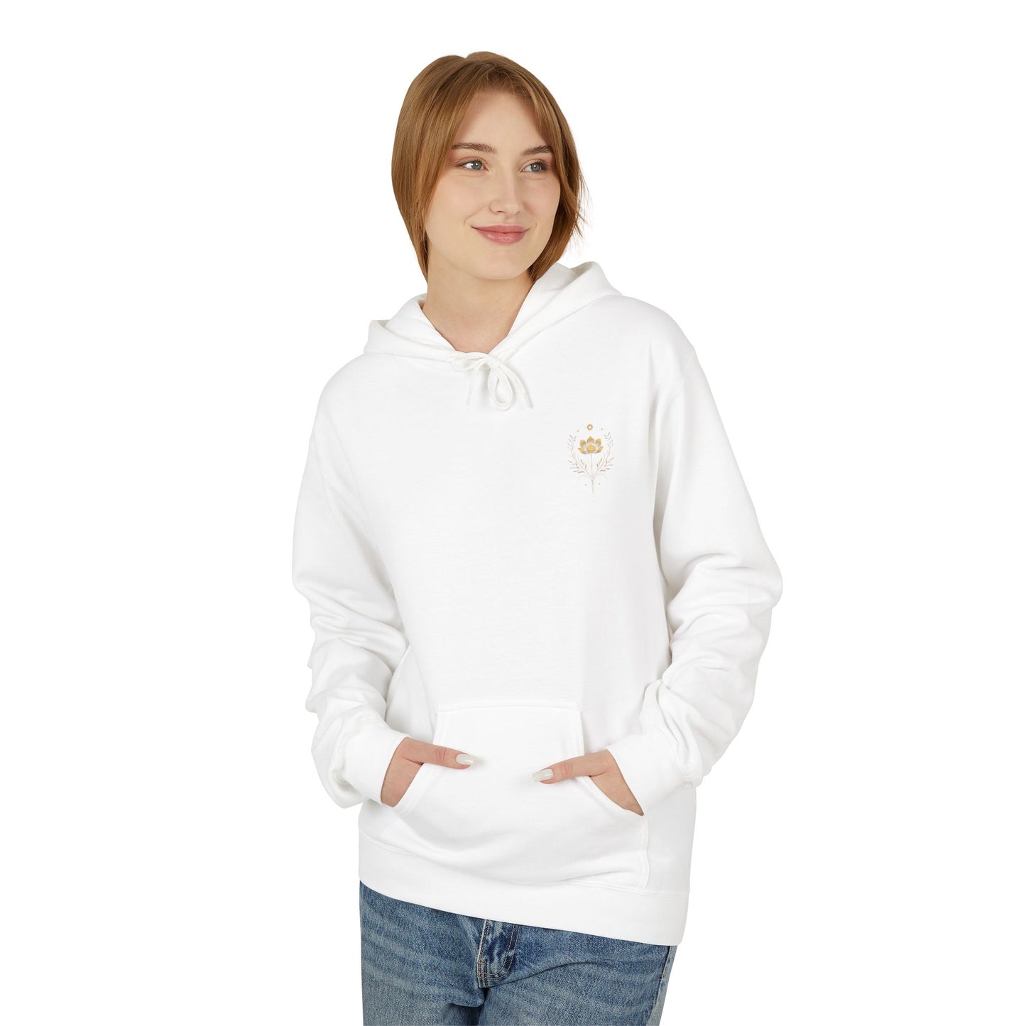 Golden Lotus Fleece Hoodie - Unisex Comfort
