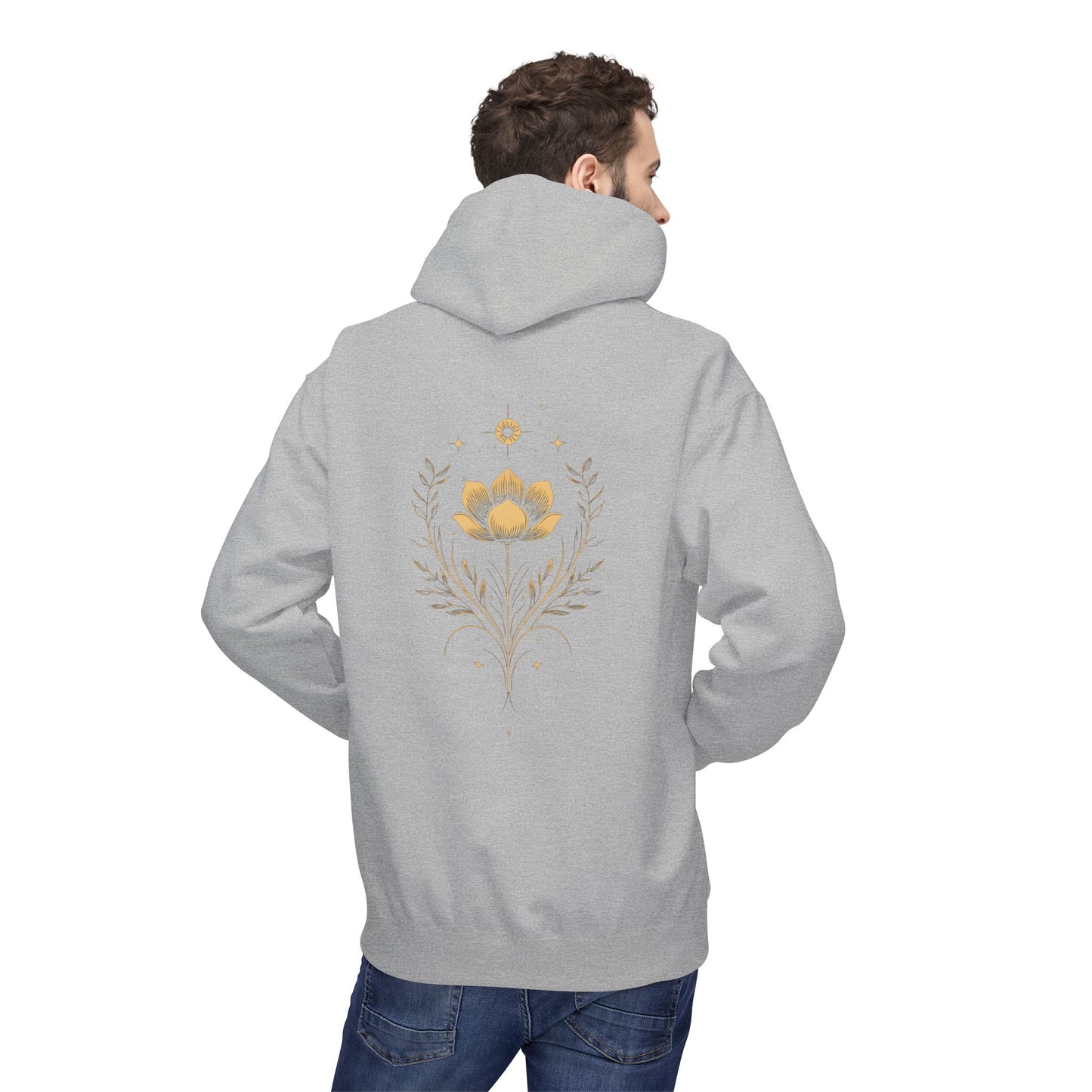Golden Lotus Fleece Hoodie - Unisex Comfort