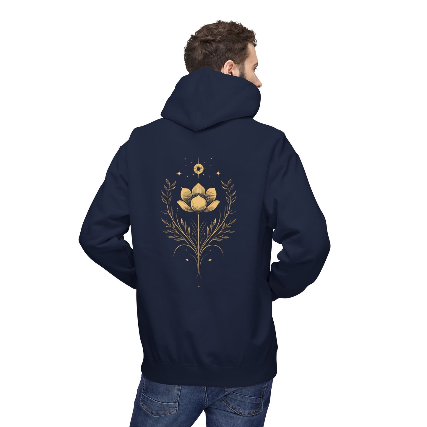 Golden Lotus Fleece Hoodie - Unisex Comfort