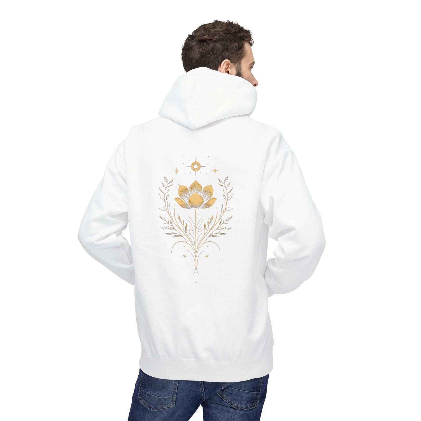 Golden Lotus Fleece Hoodie - Unisex Comfort