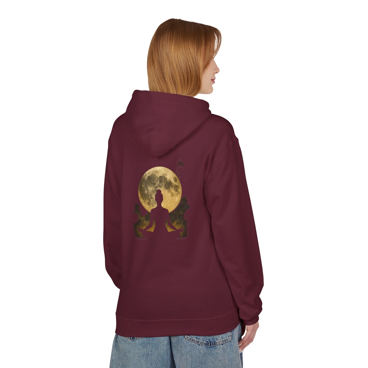 Moonlit Meditation Fleece Hoodie - Cozy Unisex Sweatshirt