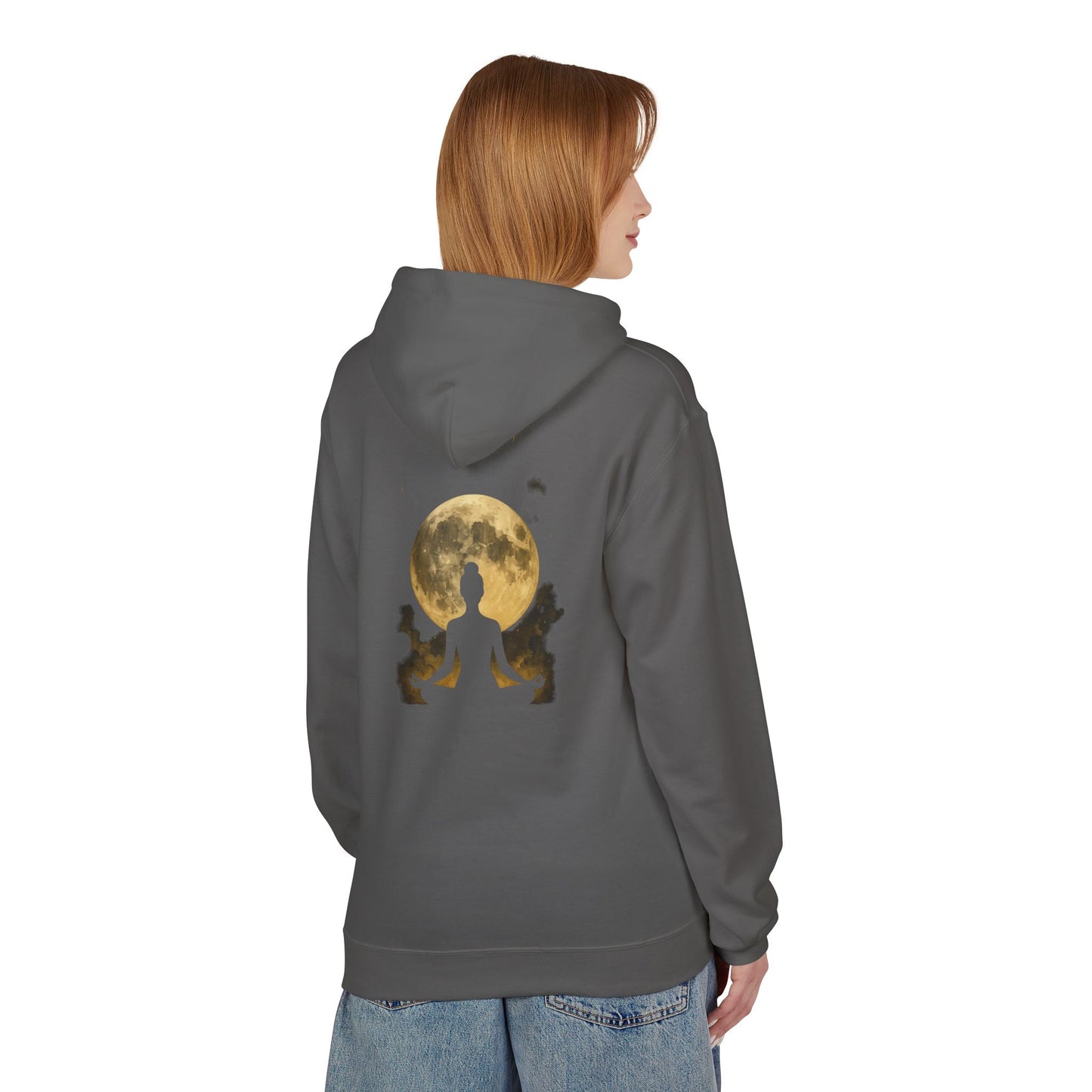 Moonlit Meditation Fleece Hoodie - Cozy Unisex Sweatshirt