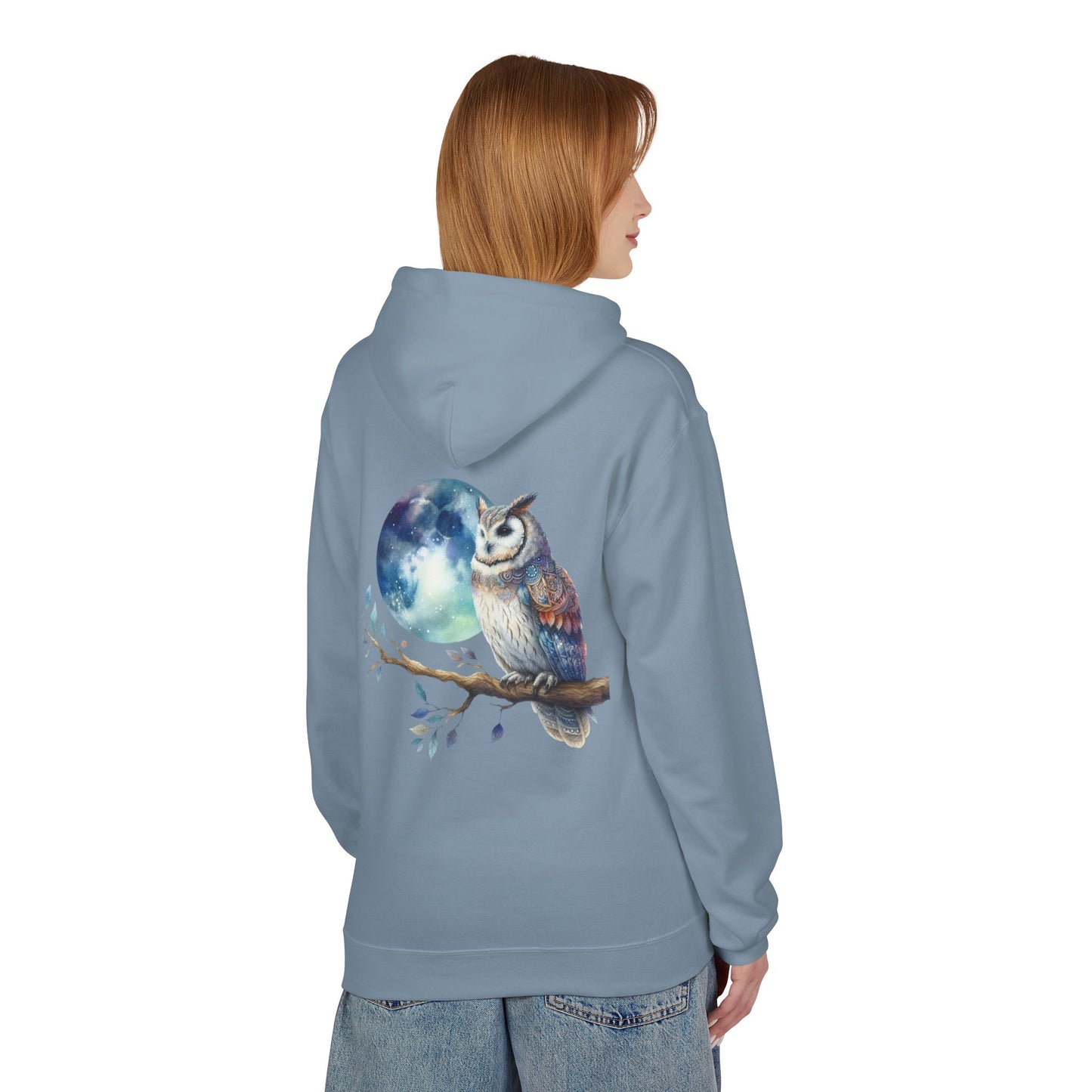 Whimsical Owl Fleece Hoodie -Unisex