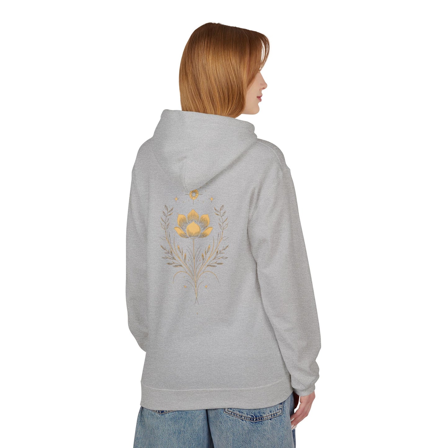 Golden Lotus Fleece Hoodie - Unisex Comfort