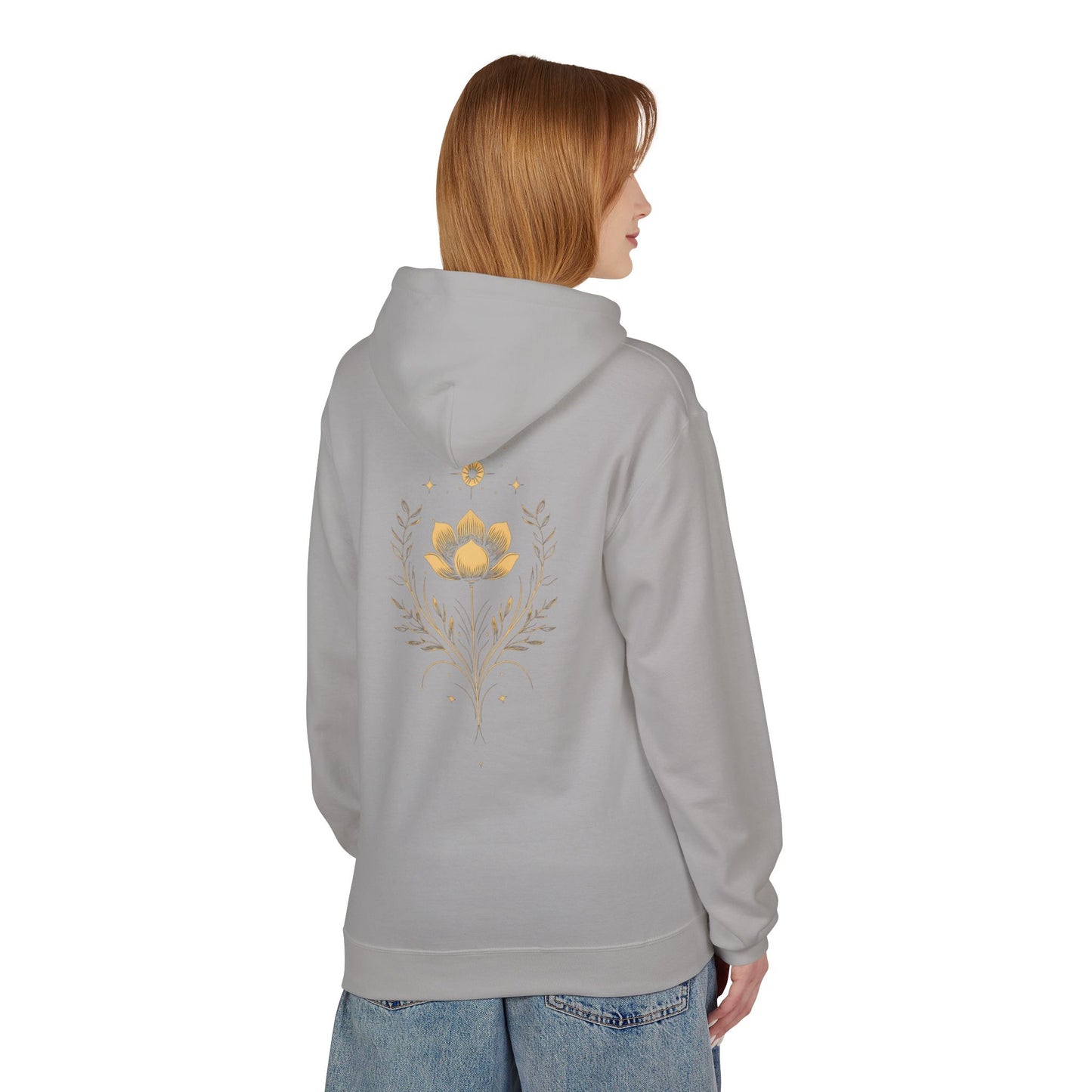 Golden Lotus Fleece Hoodie - Unisex Comfort