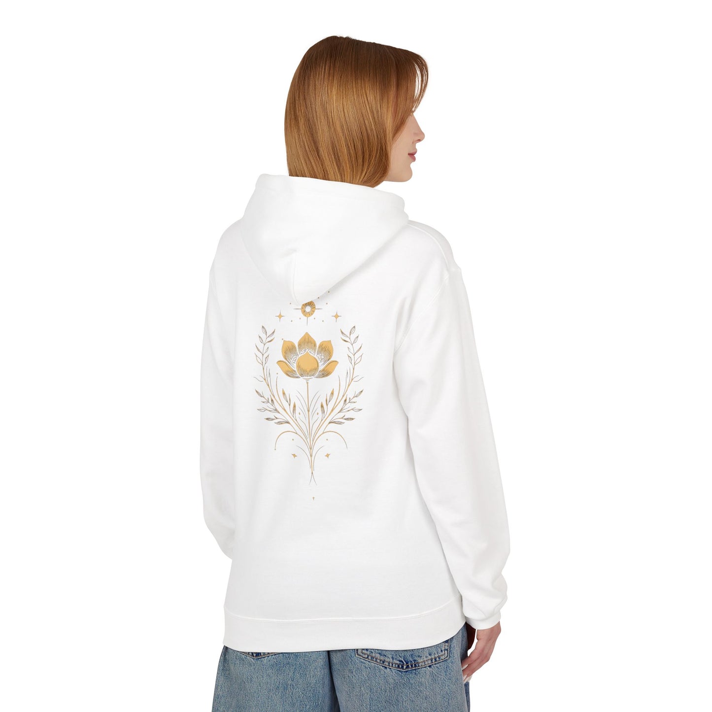 Golden Lotus Fleece Hoodie - Unisex Comfort