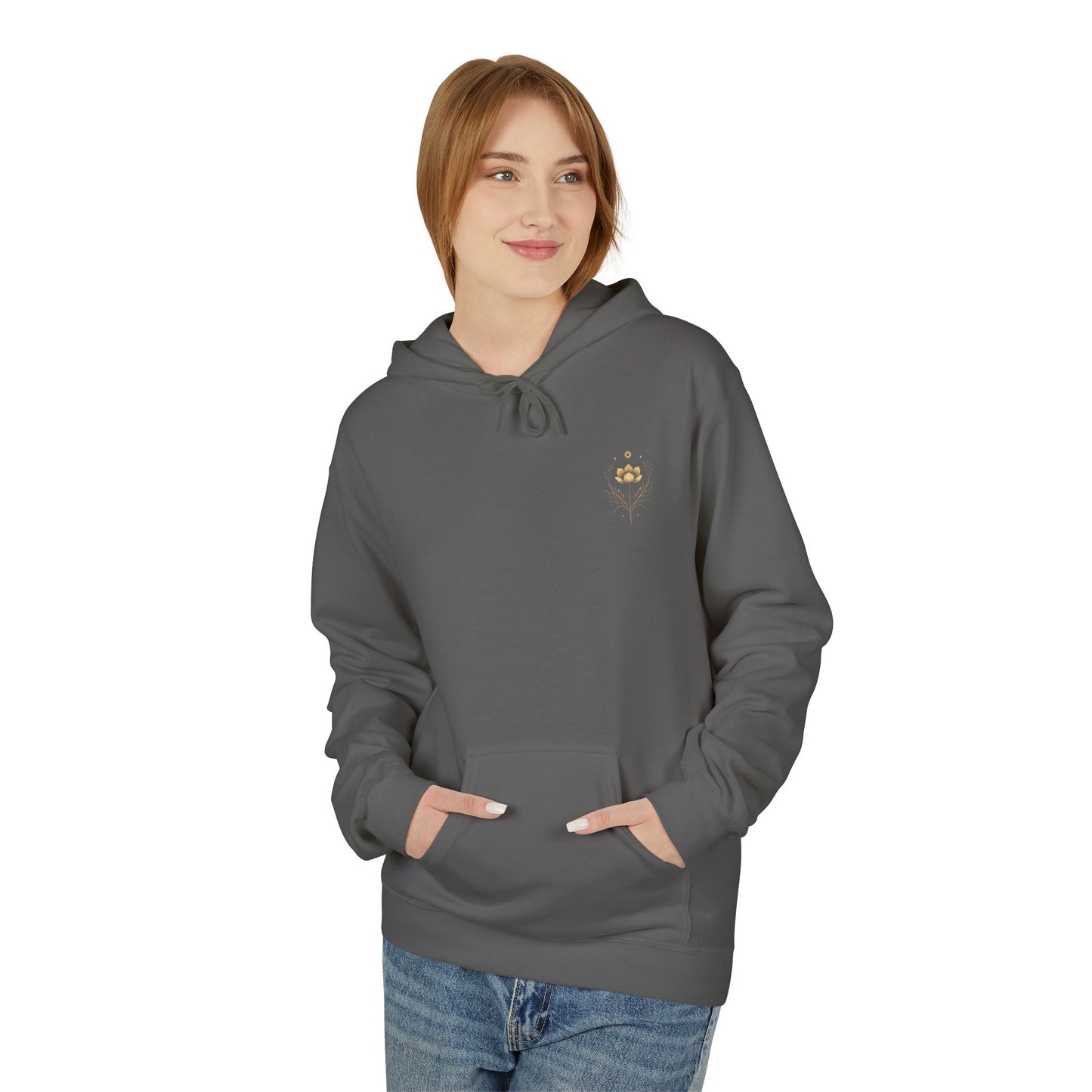Golden Lotus Fleece Hoodie - Unisex Comfort