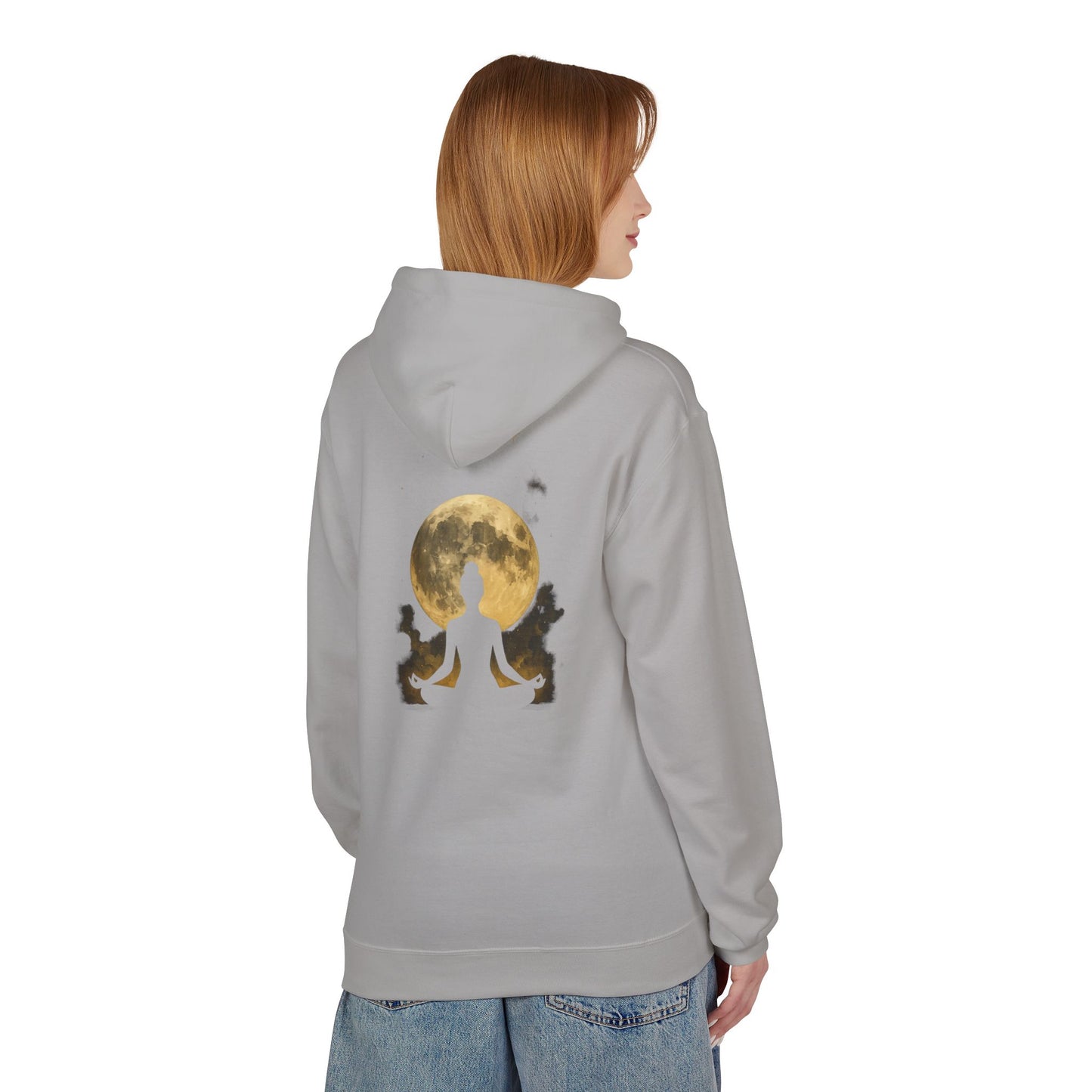 Moonlit Meditation Fleece Hoodie - Cozy Unisex Sweatshirt