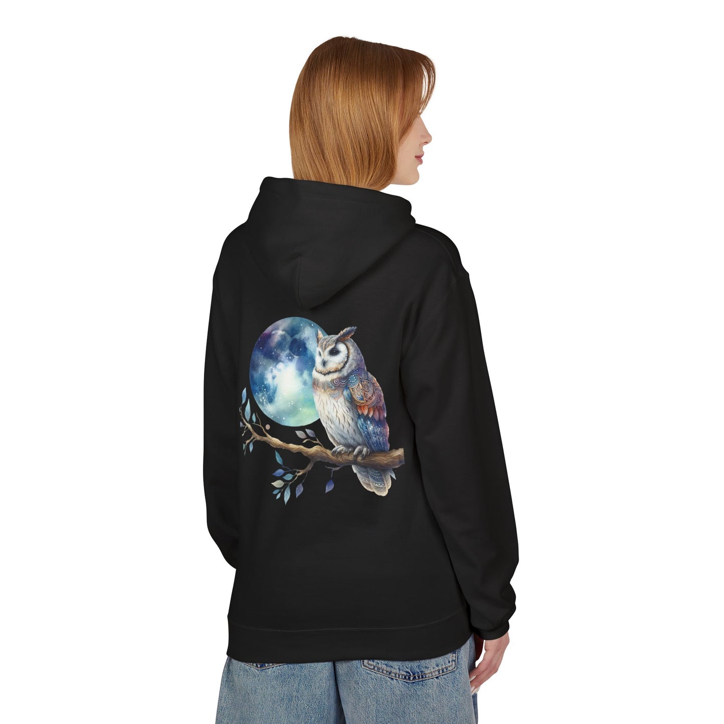 Whimsical Owl Fleece Hoodie -Unisex