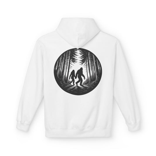 Mystical Bigfoot Couple Hoodie - Cozy Unisex Midweight Fleece Sweatshirt