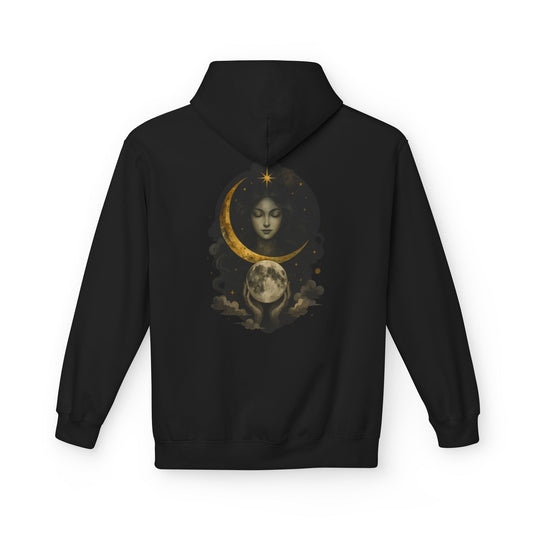 Celestial Moon Goddess Fleece Hoodie Unisex