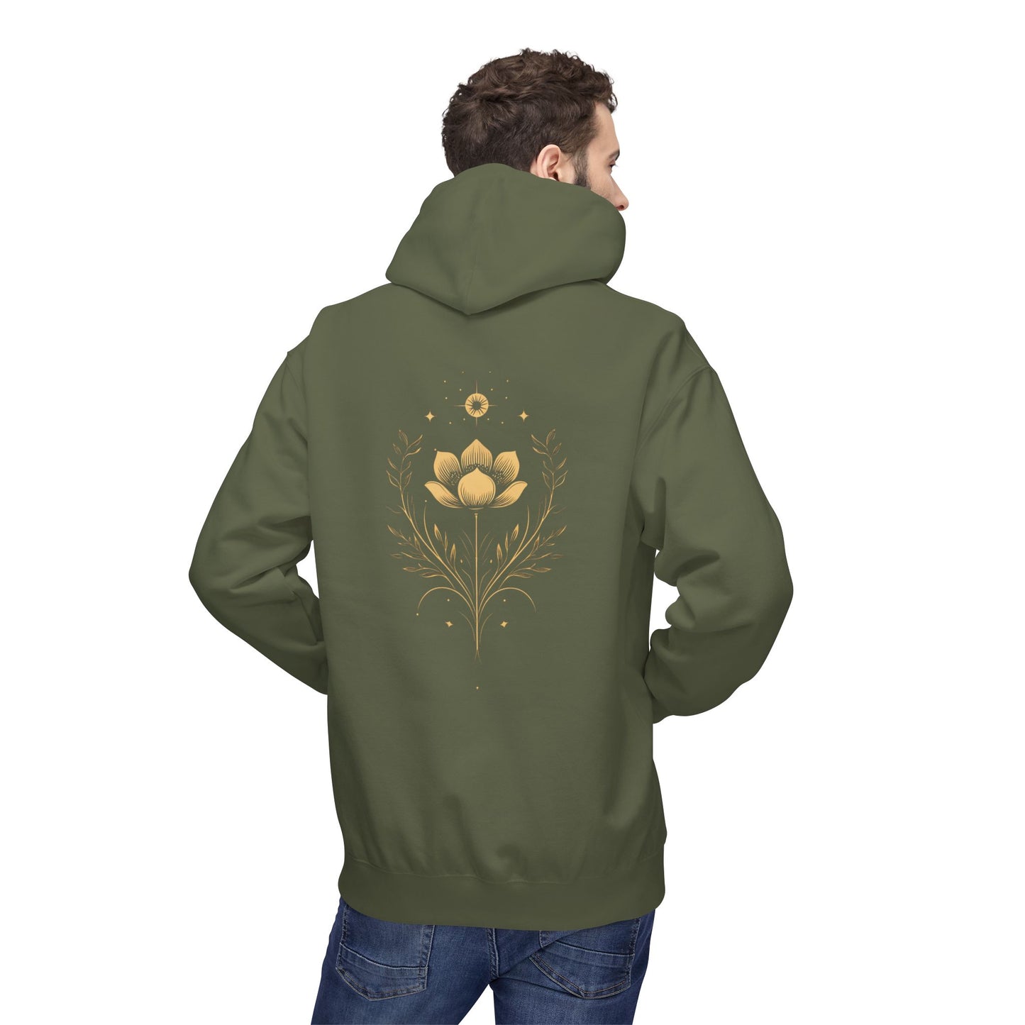 Golden Lotus Fleece Hoodie - Unisex Comfort