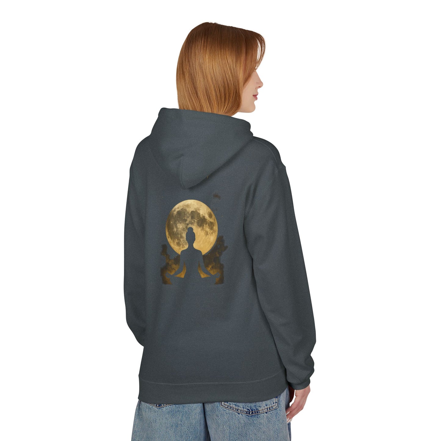 Moonlit Meditation Fleece Hoodie - Cozy Unisex Sweatshirt