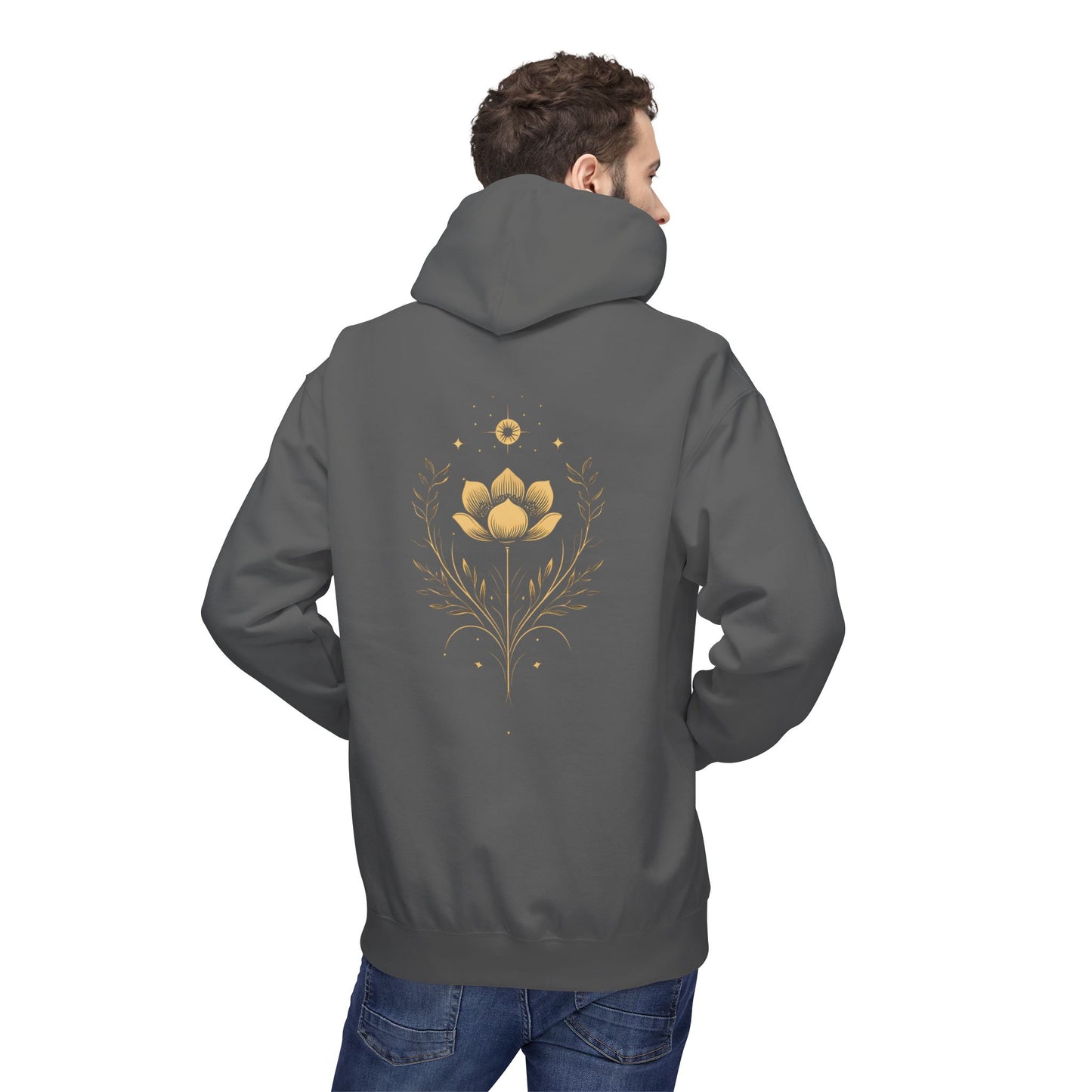 Golden Lotus Fleece Hoodie - Unisex Comfort
