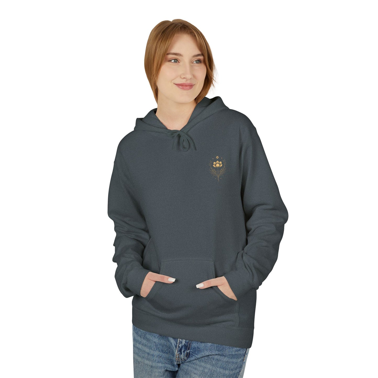 Golden Lotus Fleece Hoodie - Unisex Comfort
