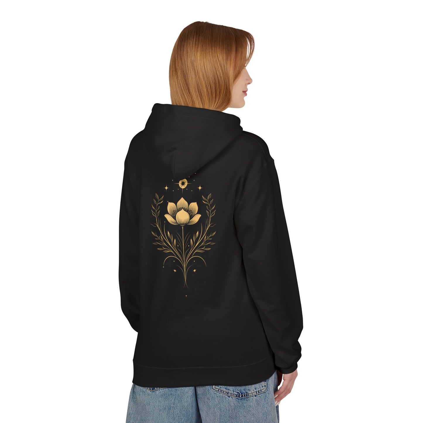 Golden Lotus Fleece Hoodie - Unisex Comfort