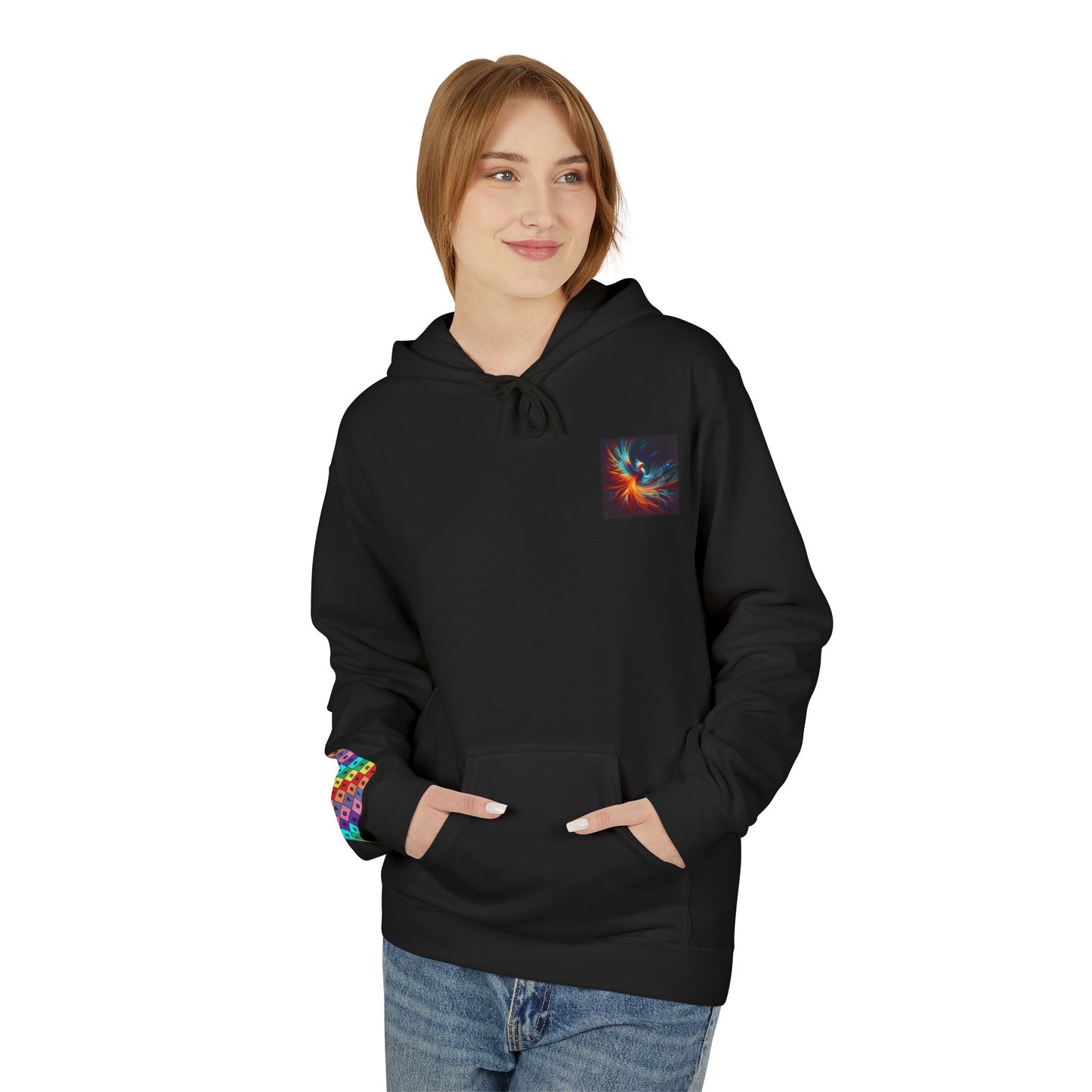 Vibrant Phoenix Graphic Hoodie, Unisex