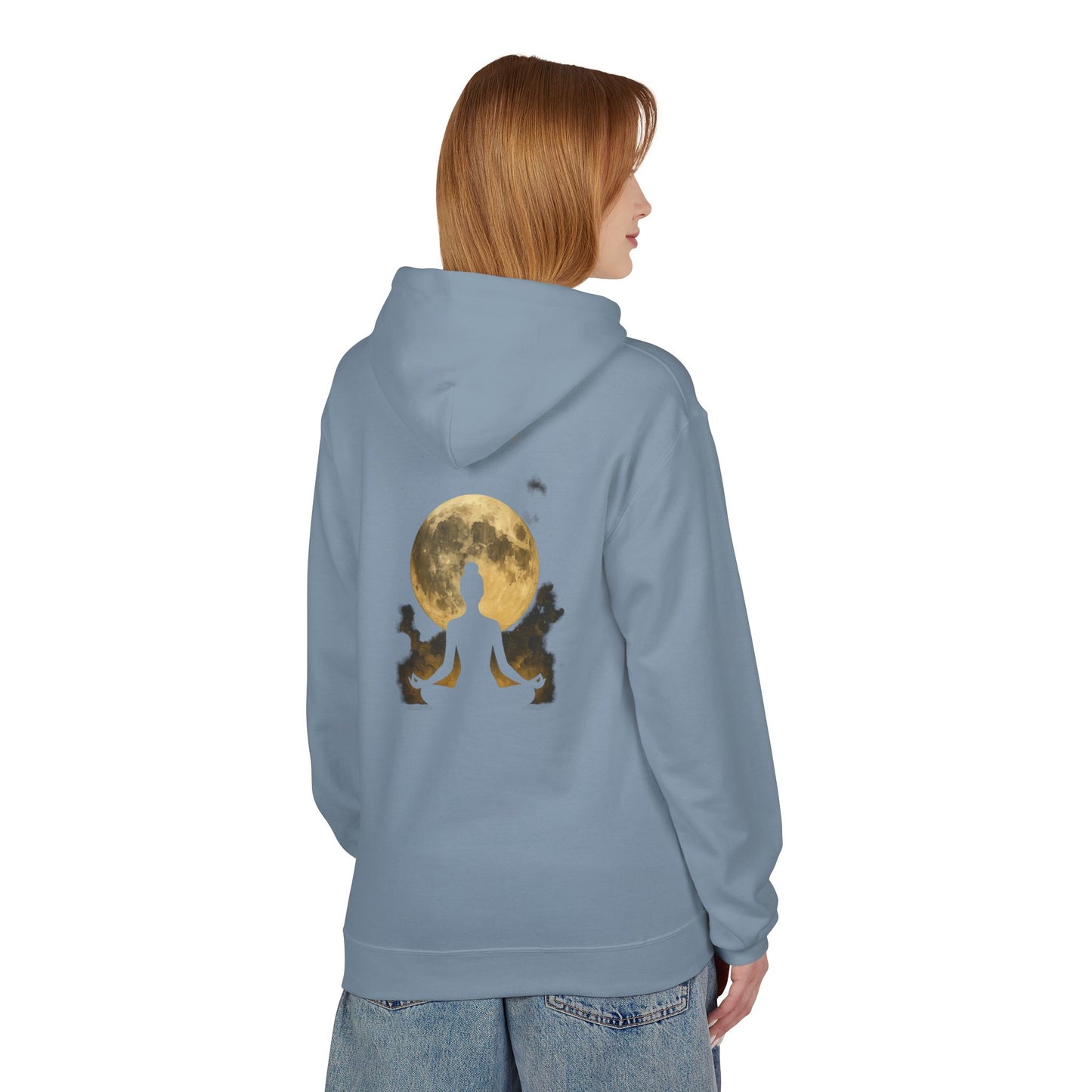 Moonlit Meditation Fleece Hoodie - Cozy Unisex Sweatshirt