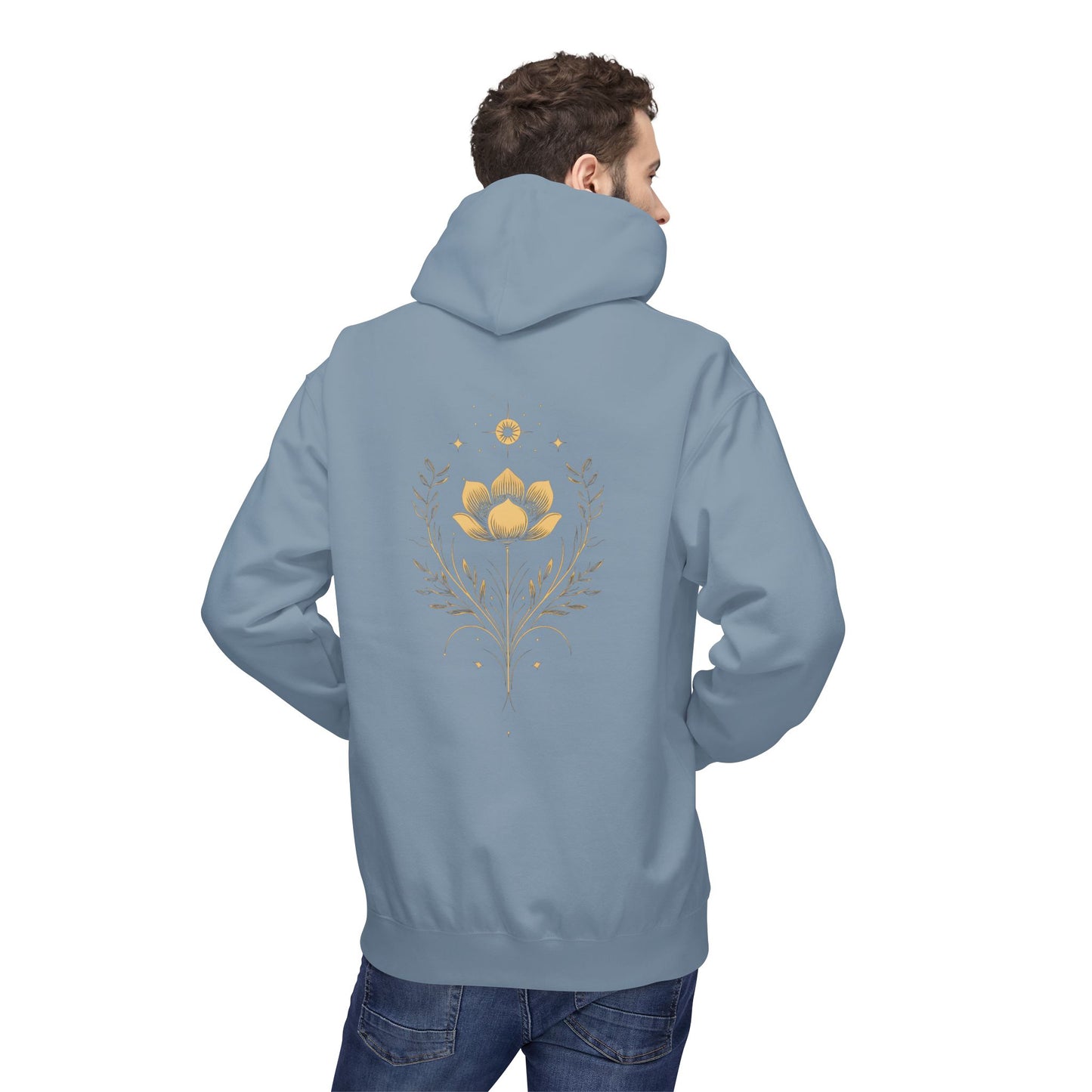 Golden Lotus Fleece Hoodie - Unisex Comfort
