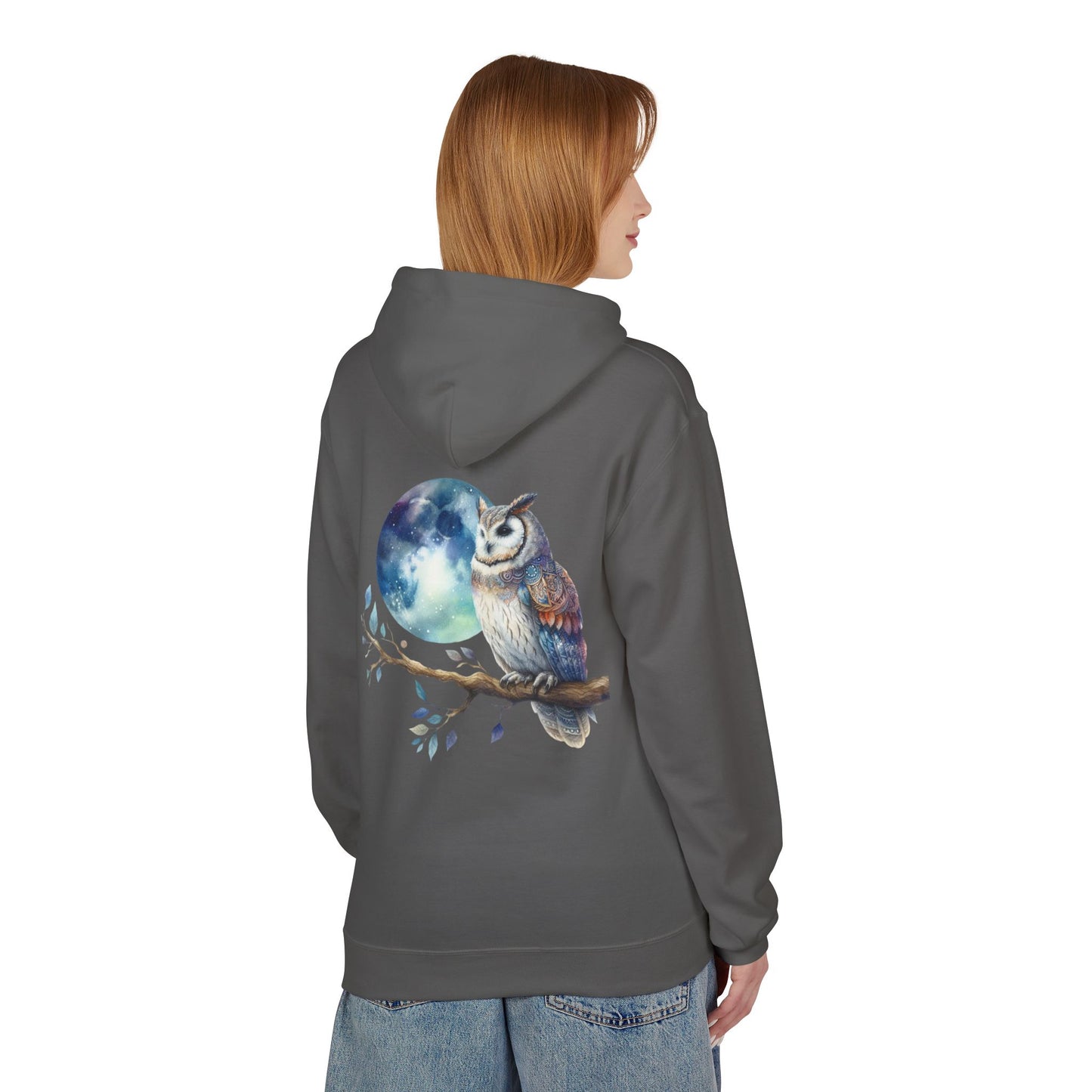 Whimsical Owl Fleece Hoodie -Unisex
