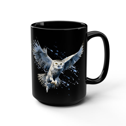 Owl-Inspired Black Mug, 15oz