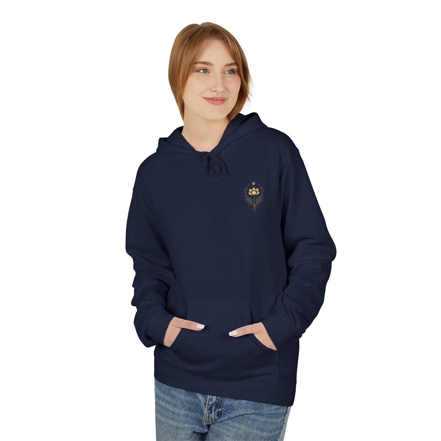 Golden Lotus Fleece Hoodie - Unisex Comfort