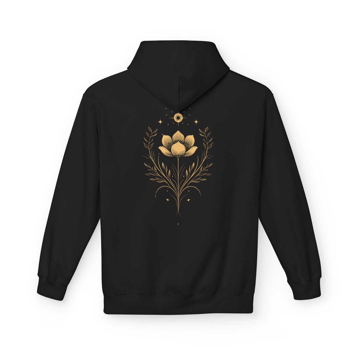 Golden Lotus Fleece Hoodie - Unisex Comfort