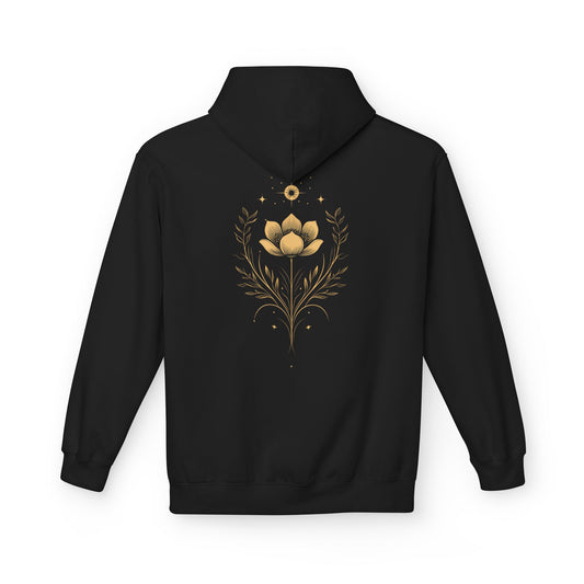 Golden Lotus Fleece Hoodie - Unisex Comfort