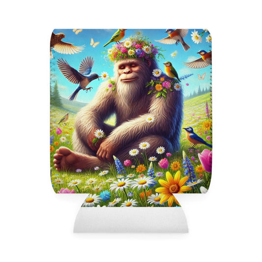 Sasquatch in Bloom Beverage Can Cooler Sleeve