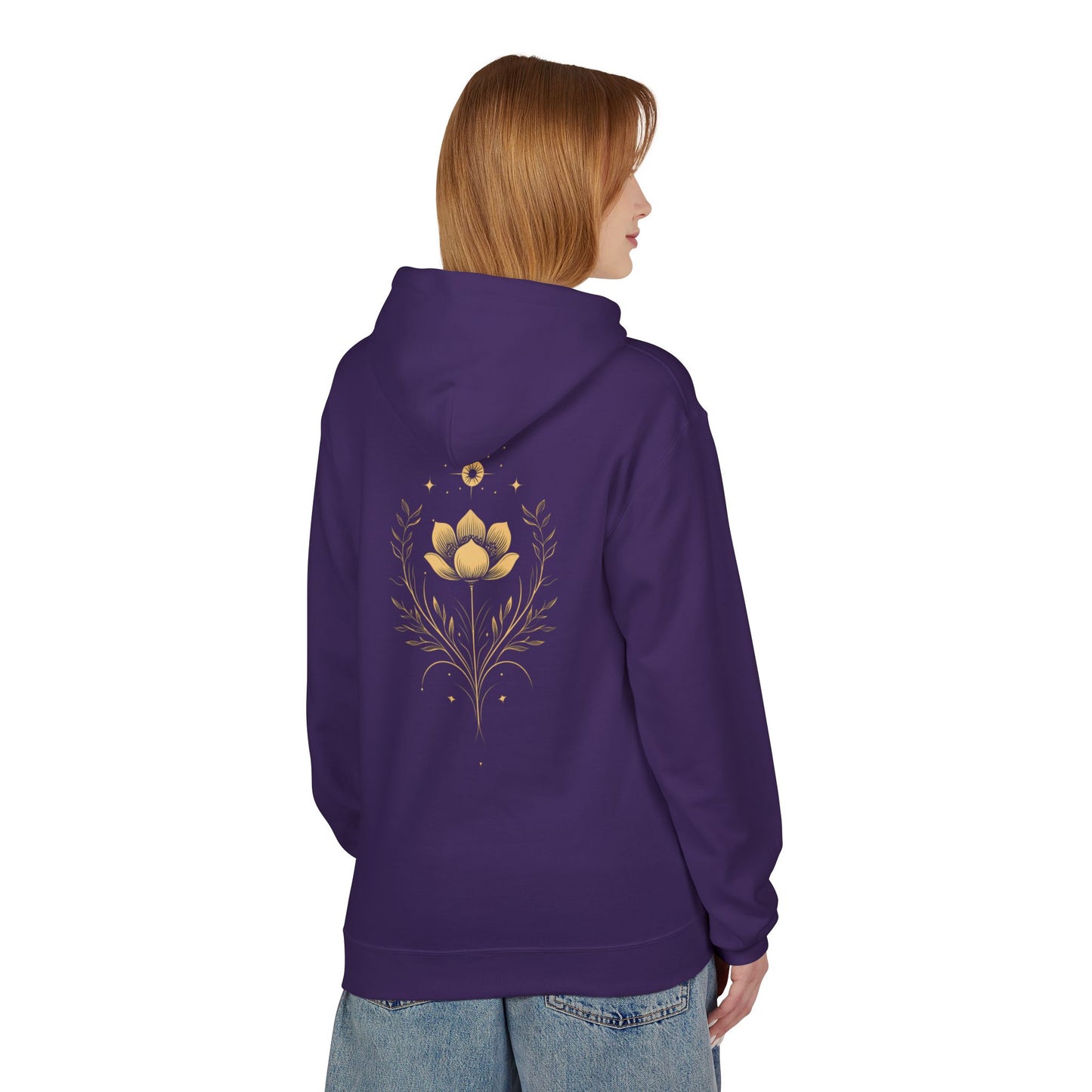 Golden Lotus Fleece Hoodie - Unisex Comfort