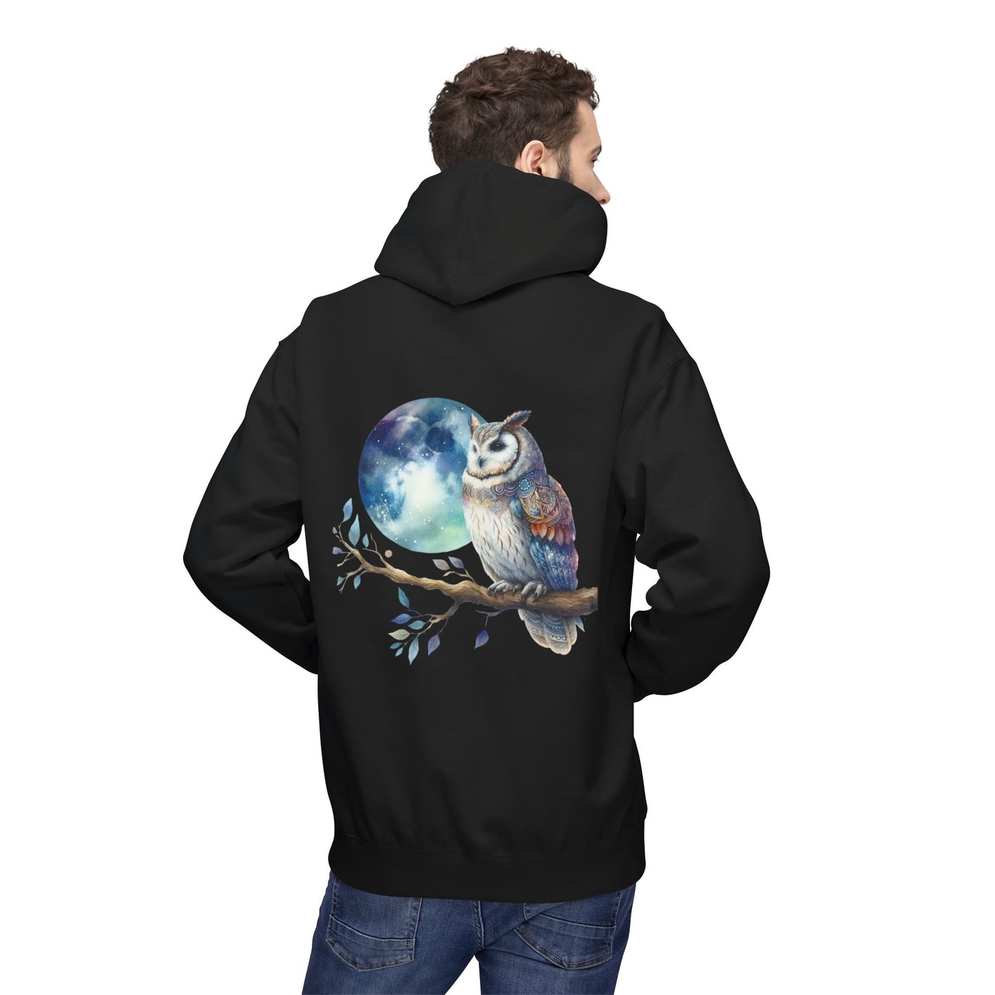 Whimsical Owl Fleece Hoodie -Unisex