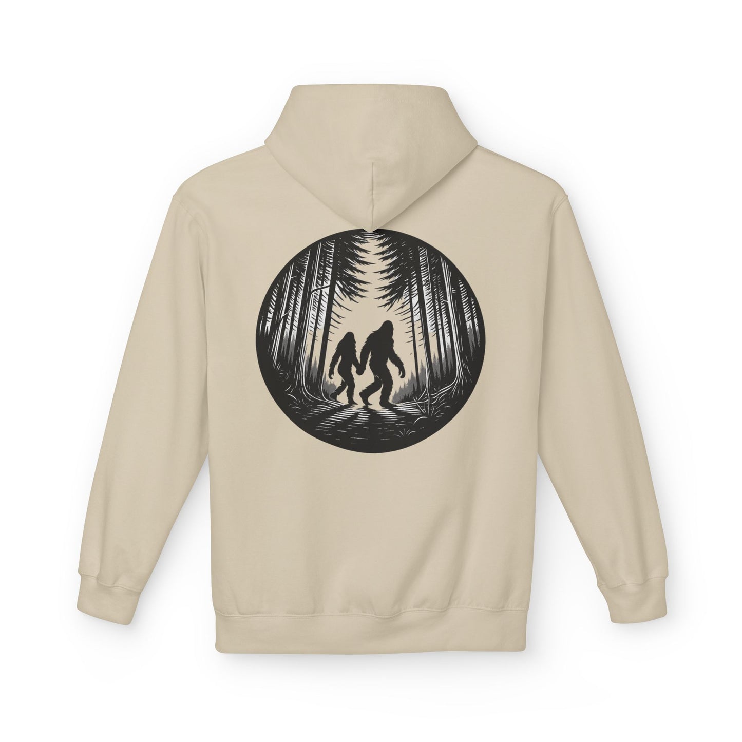 Mystical Bigfoot Couple Hoodie - Cozy Unisex Midweight Fleece Sweatshirt