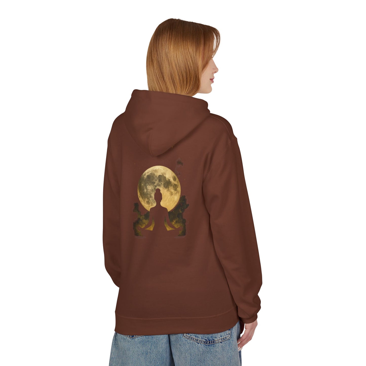 Moonlit Meditation Fleece Hoodie - Cozy Unisex Sweatshirt