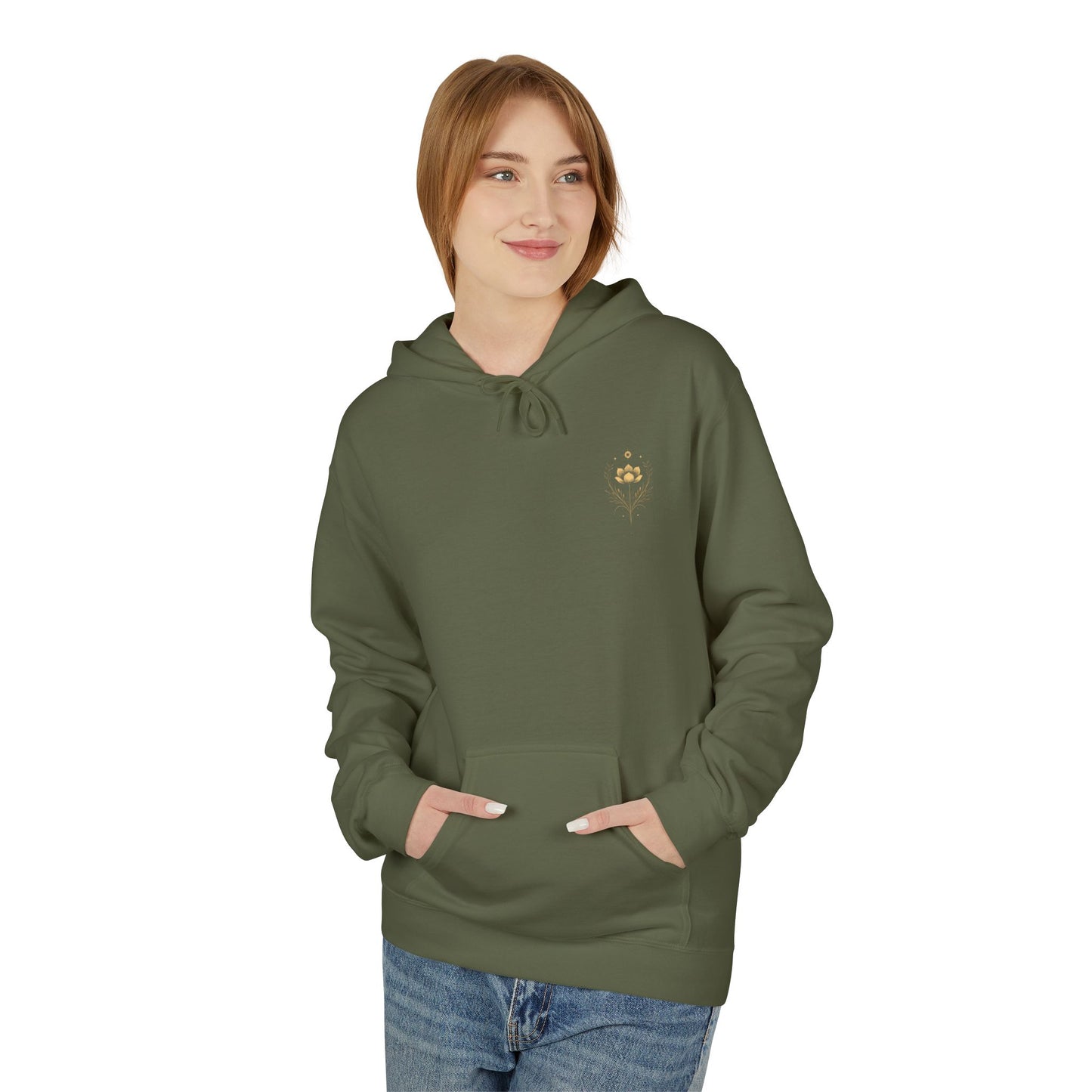 Golden Lotus Fleece Hoodie - Unisex Comfort