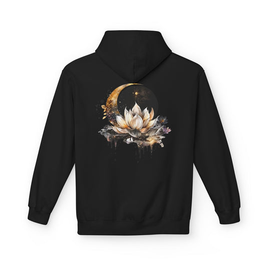 Lotus & Moon Fleece Hoodie – Cozy Unisex Sweatshirt