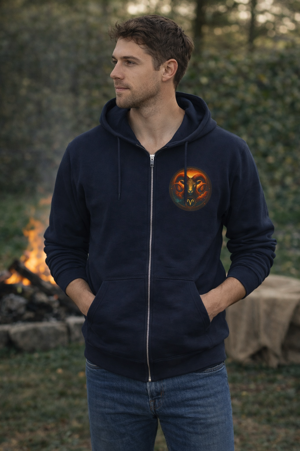 Aries Unisex Zip Hoodie