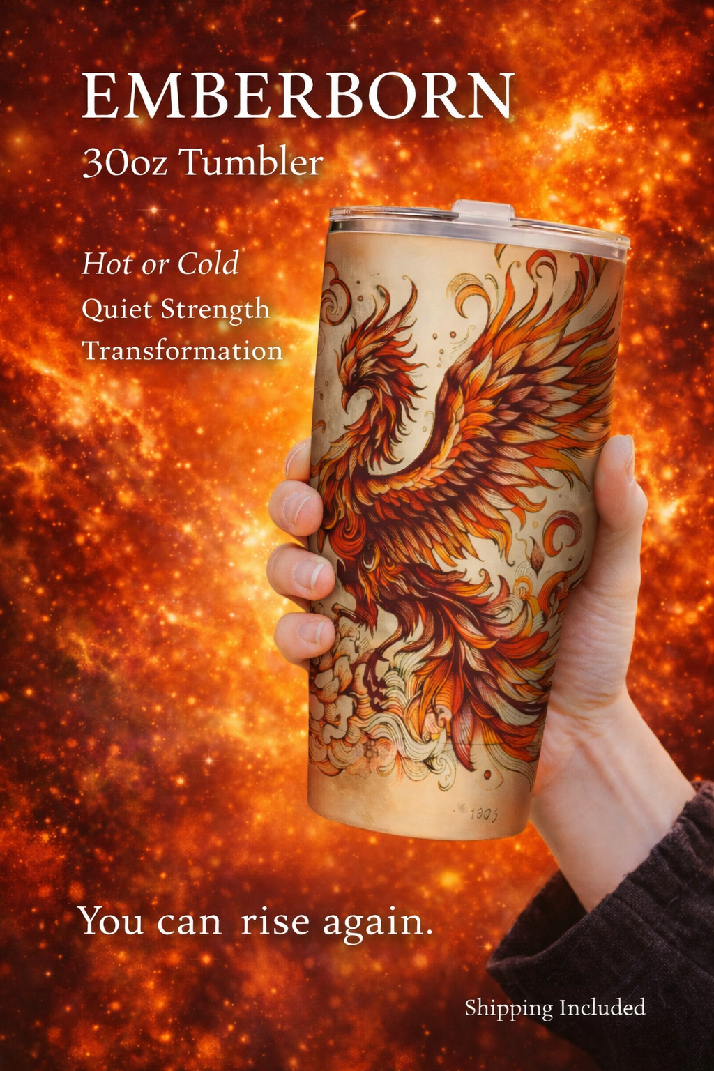Emberborn – 30oz Phoenix  Stainless Steel Custom Tumbler