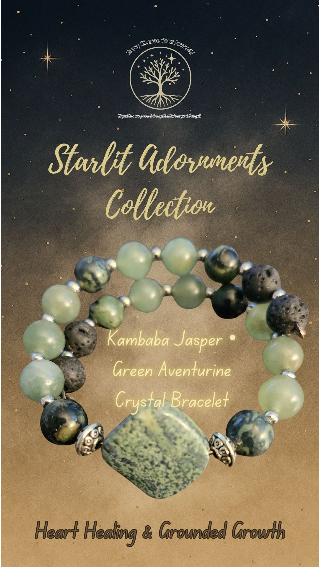 Kambaba Jasper • Green Aventurine Crystal Bracelet | Heart Healing & Grounded Growth
