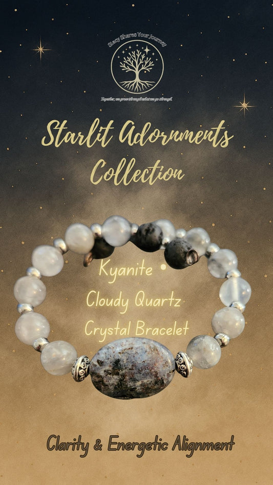 Kyanite • Cloudy Quartz Crystal Bracelet | Clarity & Energetic Alignment