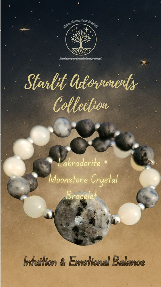 Labradorite • Moonstone Crystal Bracelet | Intuition & Emotional Balance